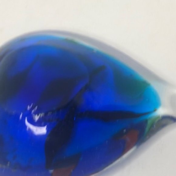 VTG Murano Glass Art, Heart Shaped Cobalt Blue Hand Blown Glass Paperweight - Picture 10 of 13